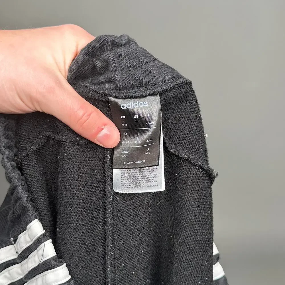 Vintage Y2K Adidas Sweatpants Mens L Slim Fit Black White Soccer Cotton Joggers